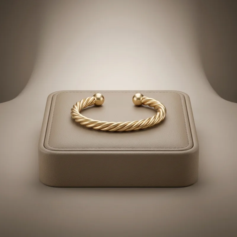 Luxury gold earrings on leather stand