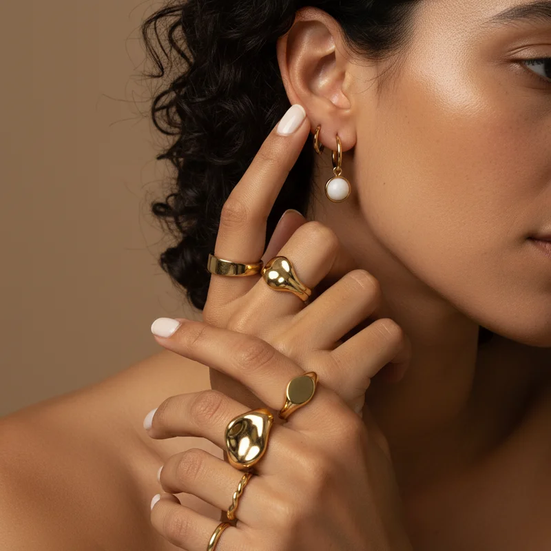Golden Rings & Earrings