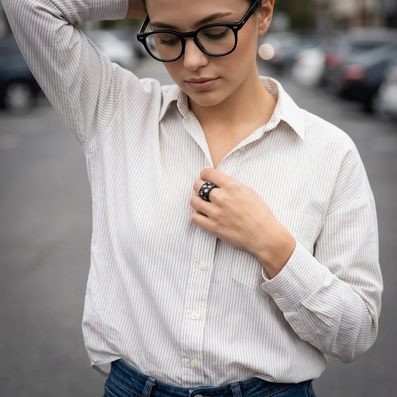 Adjusting a shirt button