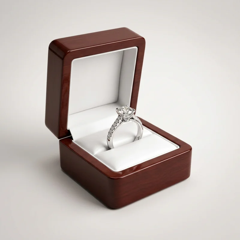 Diamond ring in wooden box