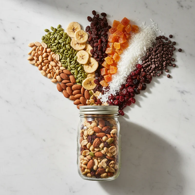 Creative trail mix ingredients display