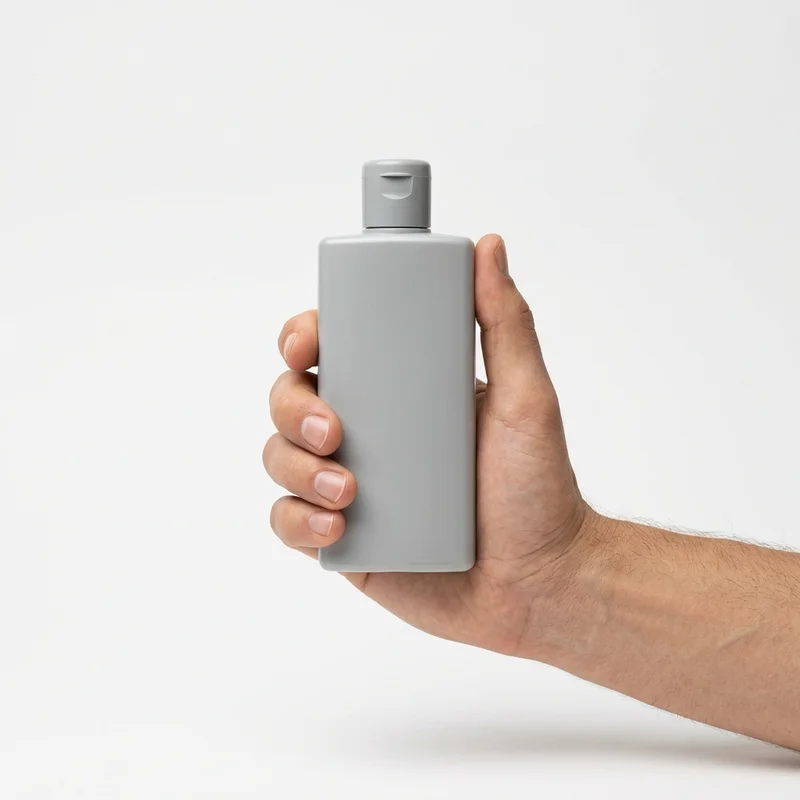 Minimalist hand-held bottle mockup