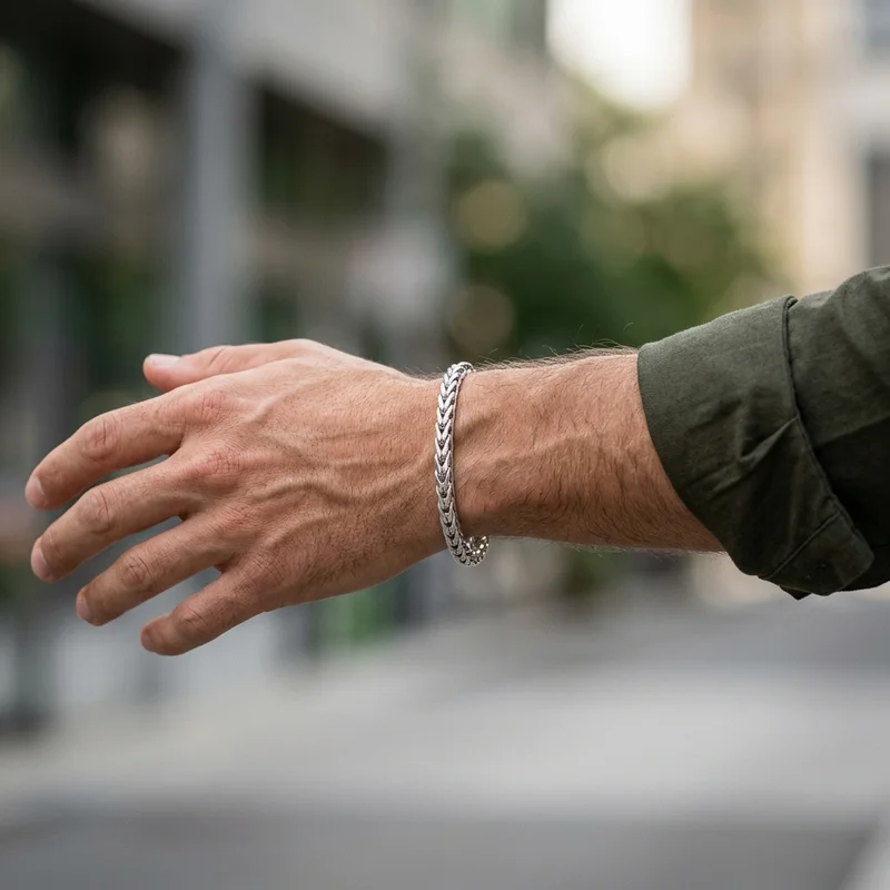 Men's silver braided bracelet