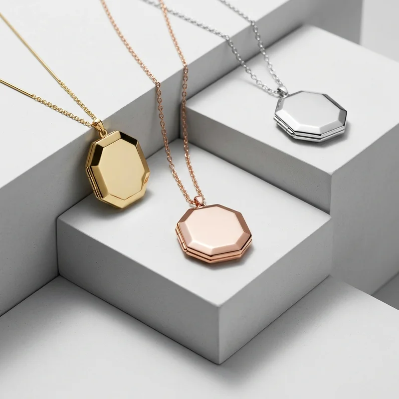 Minimalist locket trio on steps