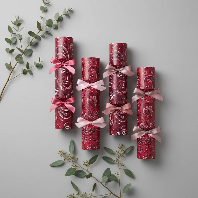 Festive patterned crackers with botanical