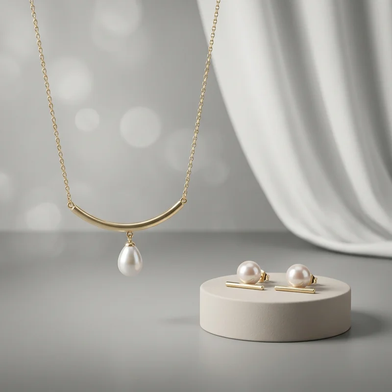 Elegant pearl jewelry on pedestal
