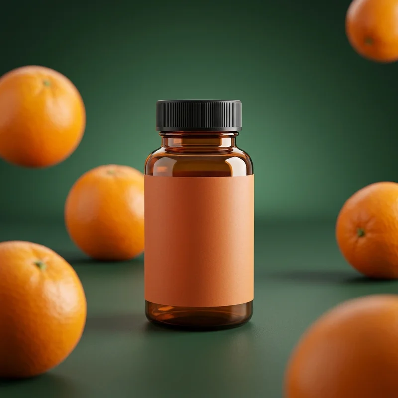 Orange essential oil on green