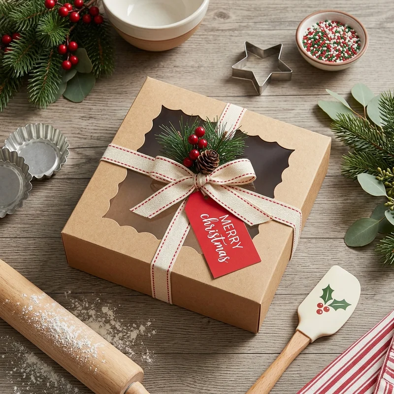 Christmas bakery box with tag