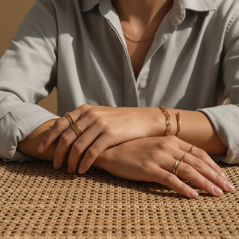 Elegant gold accessories on skin