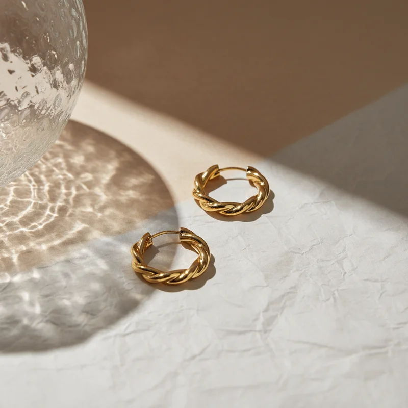 Elegant gold earrings display