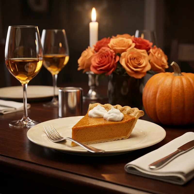 Cozy Thanksgiving pumpkin pie slice