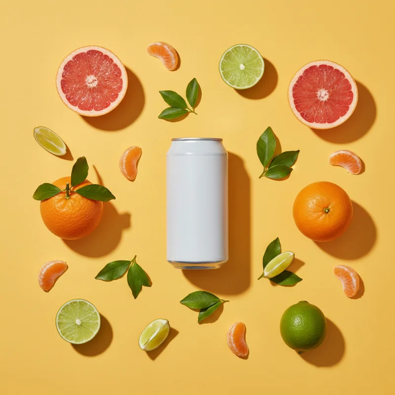 Fresh citrus beverage flat lay