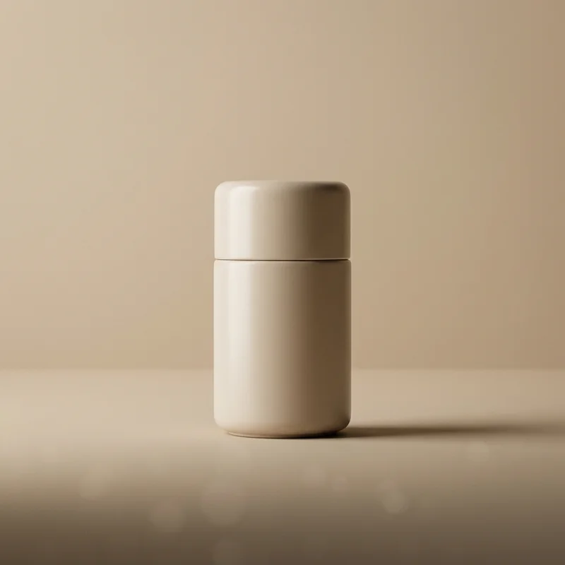 Minimalist beige bottle with shadow