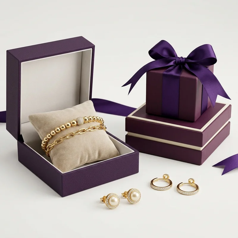 Elegant jewelry gift set in purple