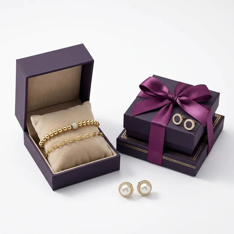 Elegant jewelry in gift boxes