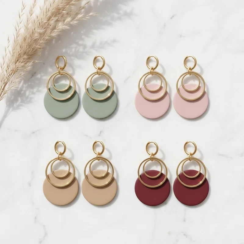 Handmade earrings on marble