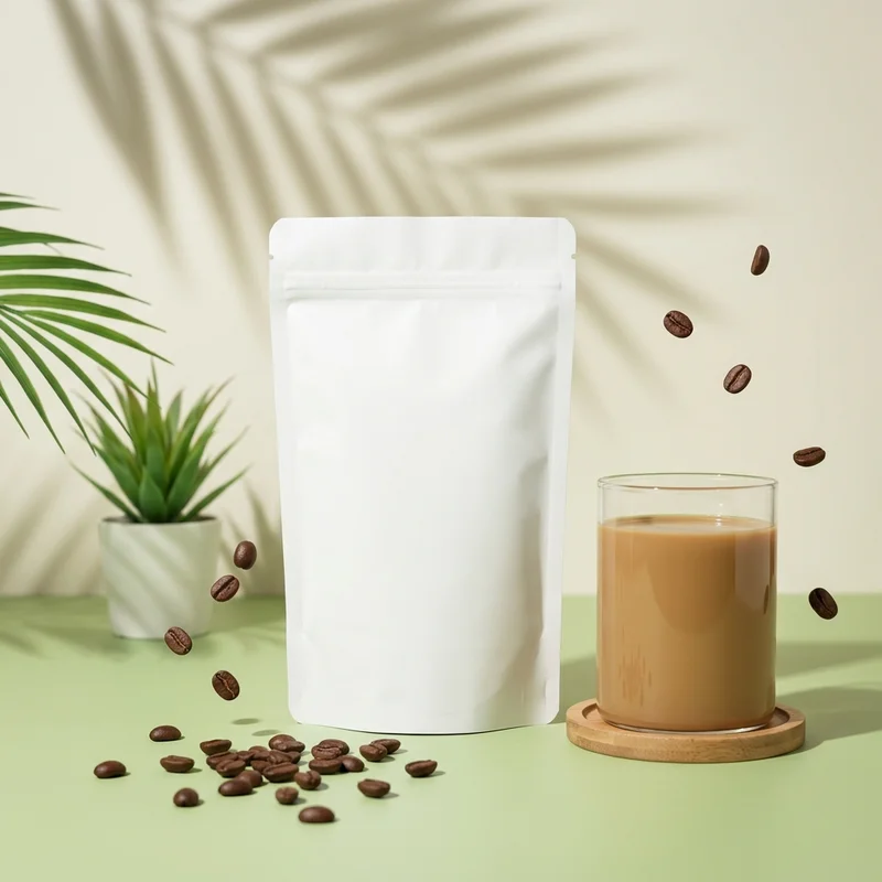 Coffee pouch with tropical plant
