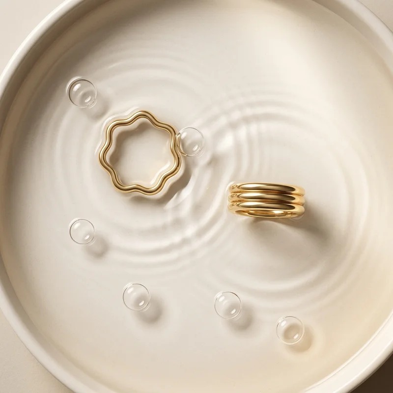 Minimalist gold rings in water