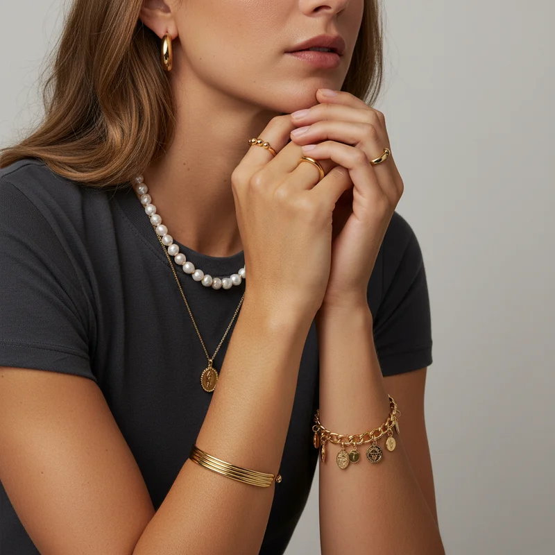 Elegant layered gold jewelry