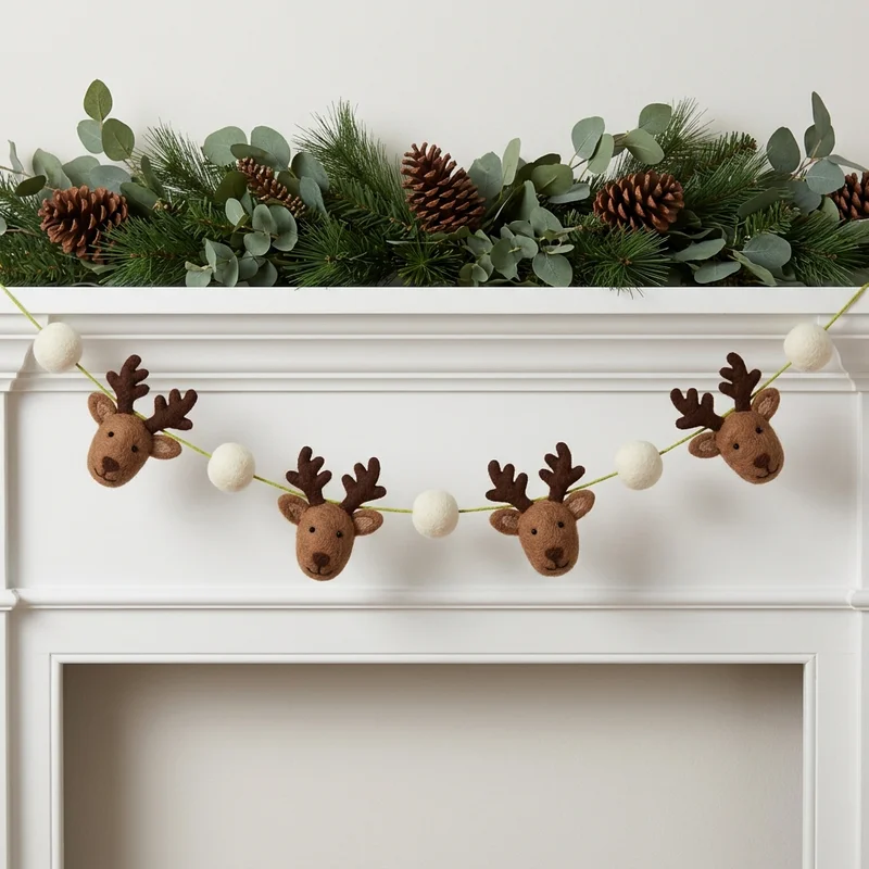 Festive felt reindeer garland