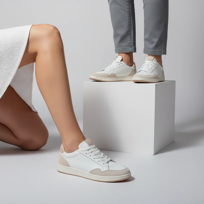 Modern white sneakers