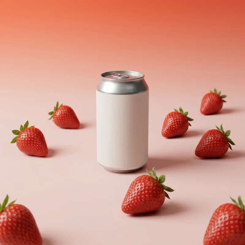 Fresh strawberry beverage can