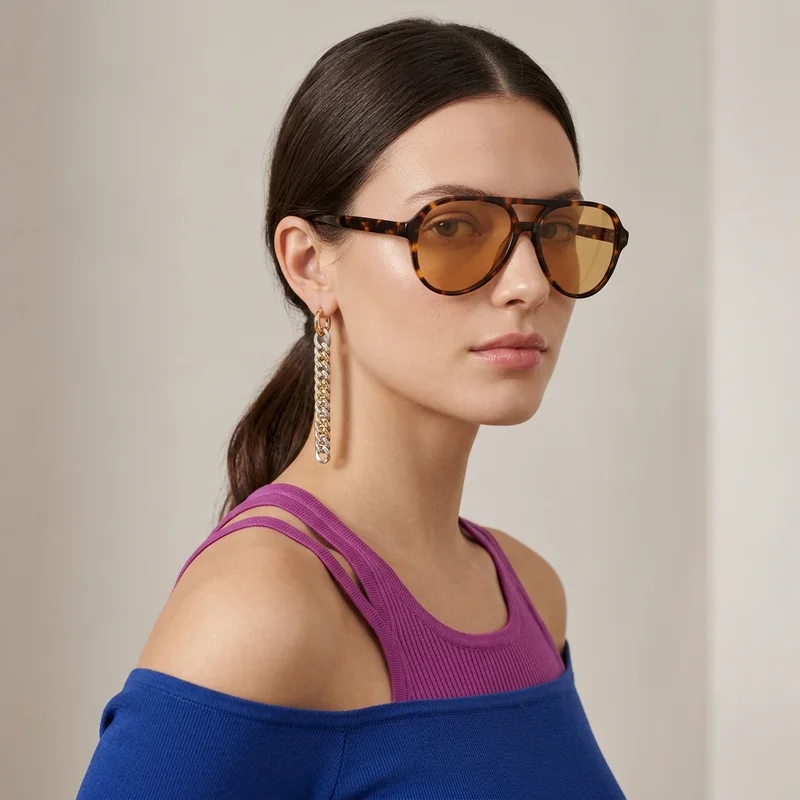Modern model in aviator sunglasses
