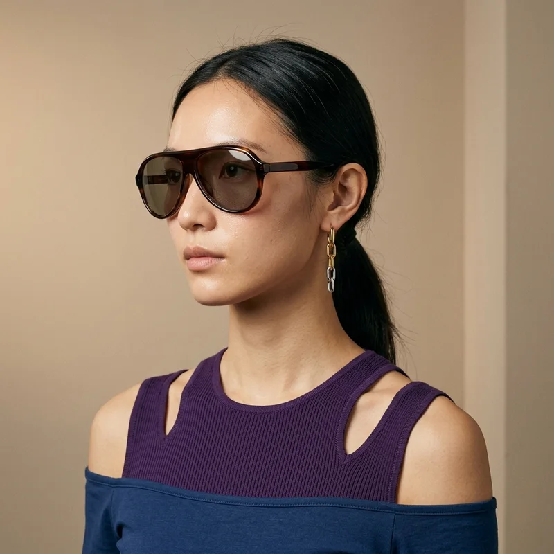 Luxury sunglasses and gold earring style