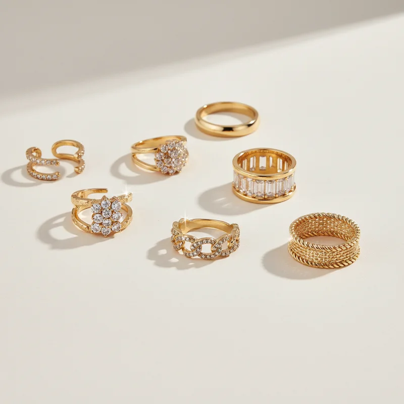 Assorted golden jewelry collection