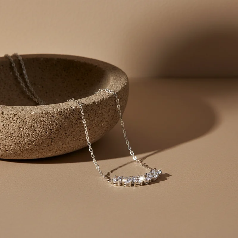 Elegant diamond necklace on stone