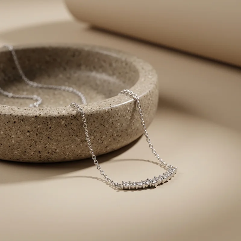 Elegant diamond necklace on stone