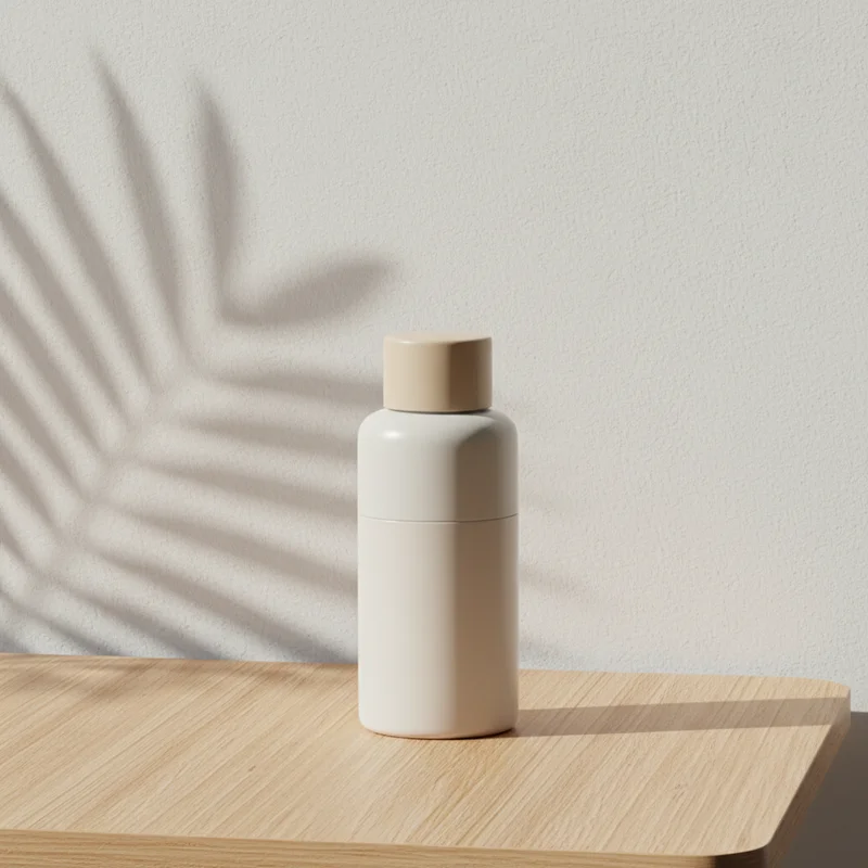 Minimalist wooden product shelf