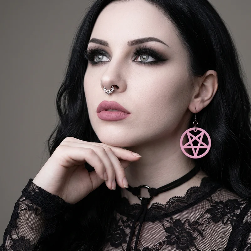Gothic beauty with pentagram earring