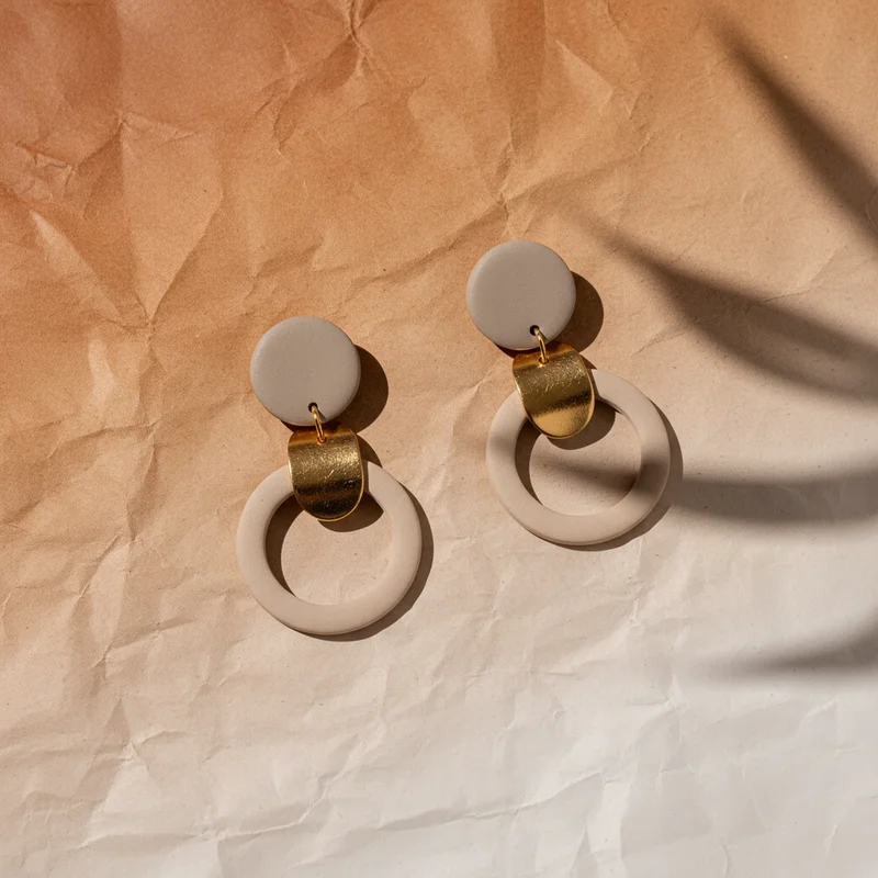 Modern Clay Circle Earrings
