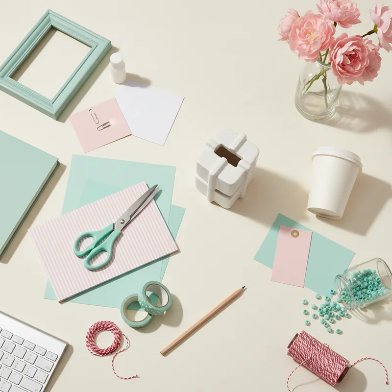 Creative desktop flat lay