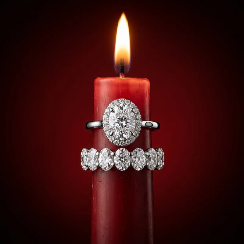 Diamond rings on a red candle