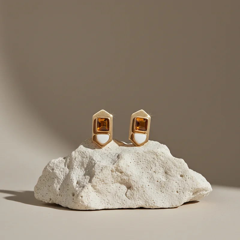 Unique abstract amber earrings