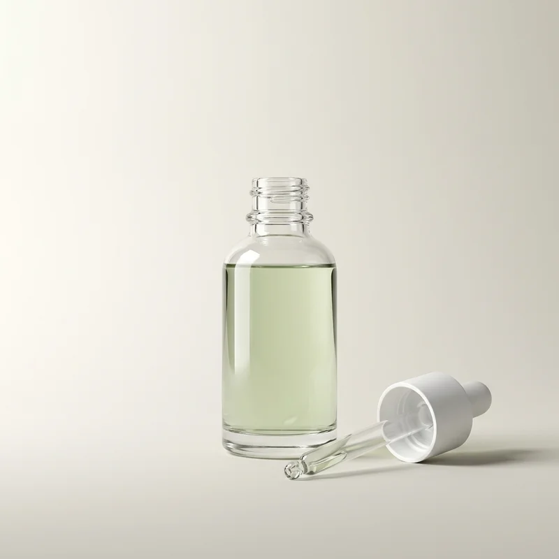 Minimalist green serum bottle