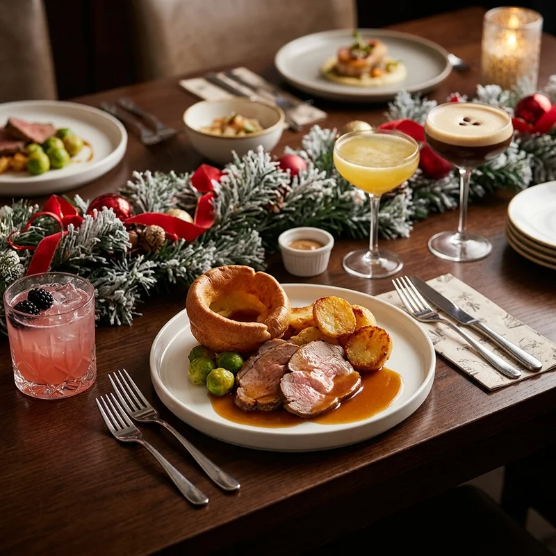 Festive Christmas roast with cocktails