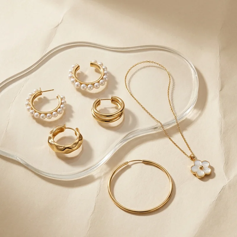 Elegant gold and pearl jewelry collection