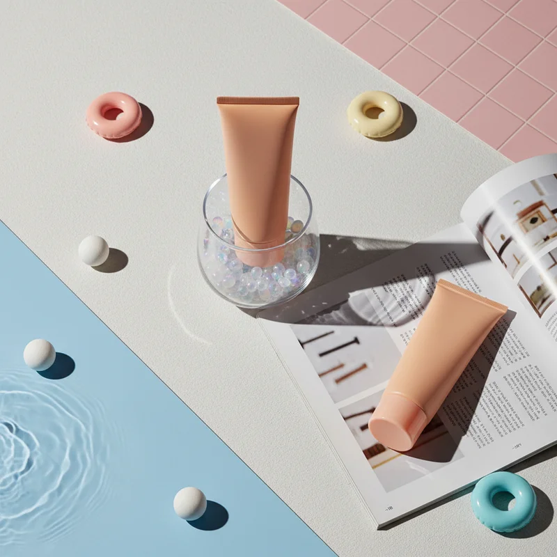 Summer poolside essentials flat lay