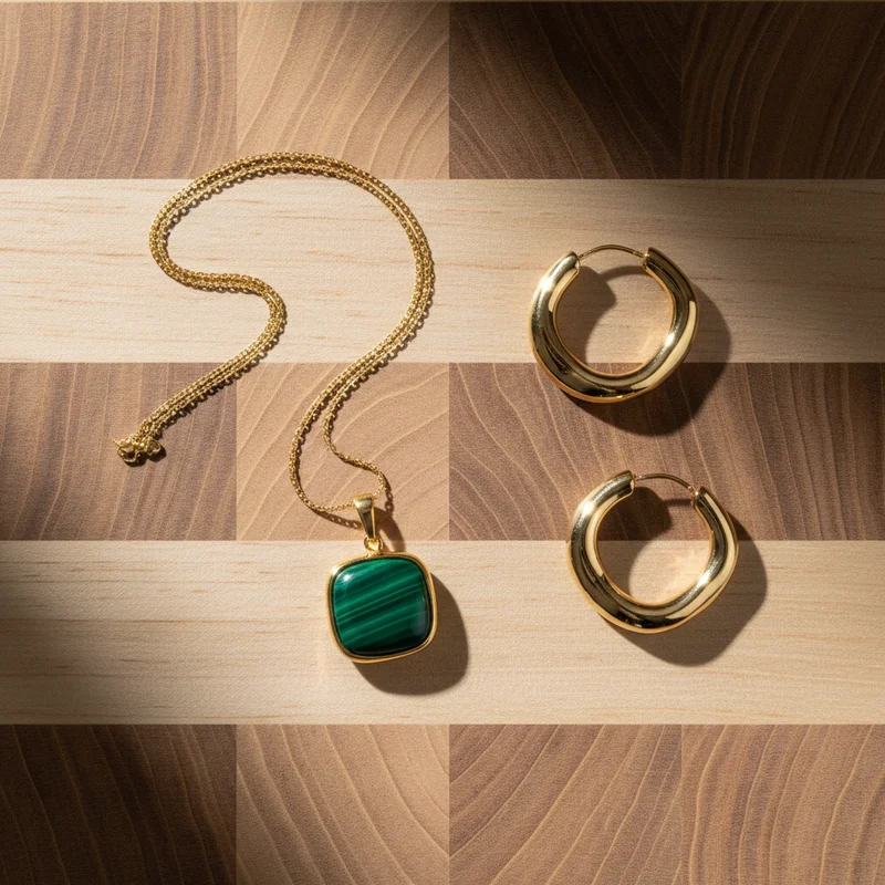 Chic jewelry on checkered board