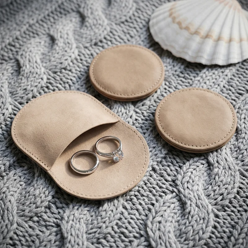 Cozy ring pouches on knit