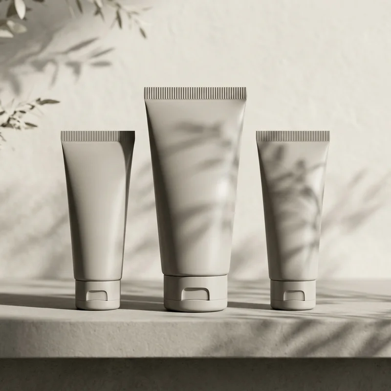 Minimalist cosmetic tubes with shadows