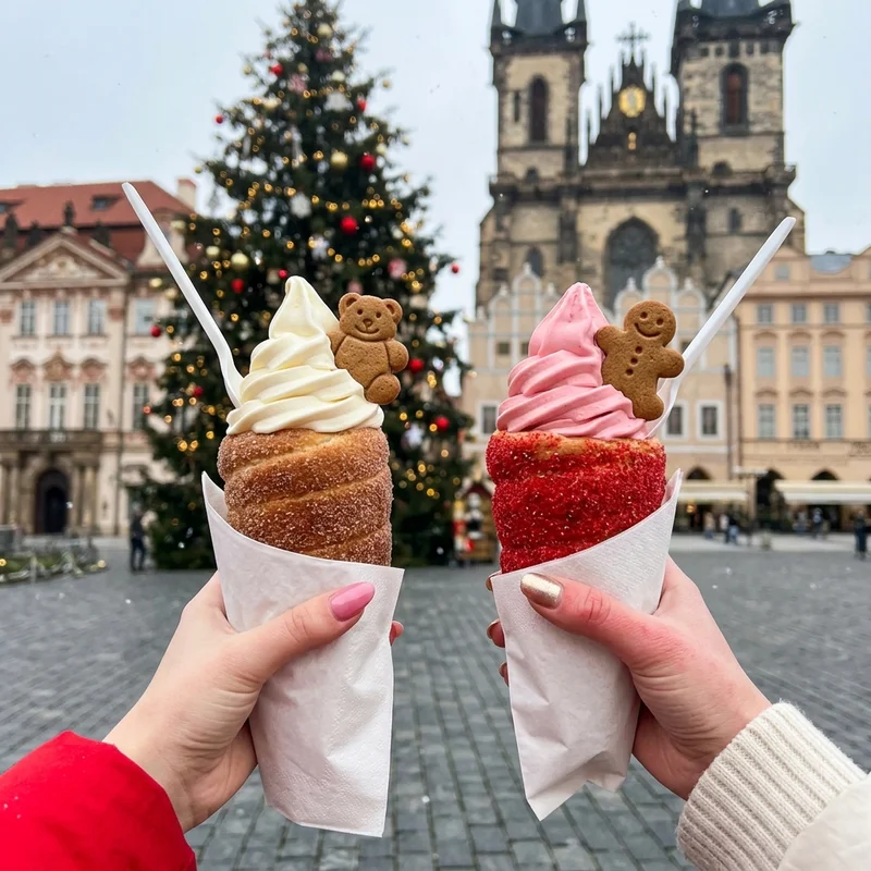 Prague Christmas treats by the church