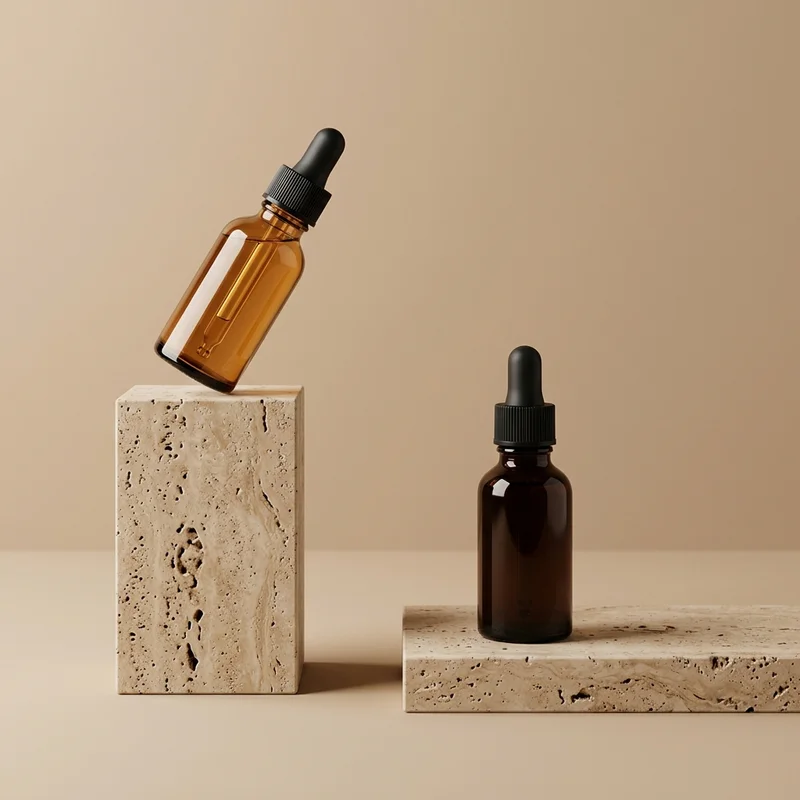 Natural skincare on travertine