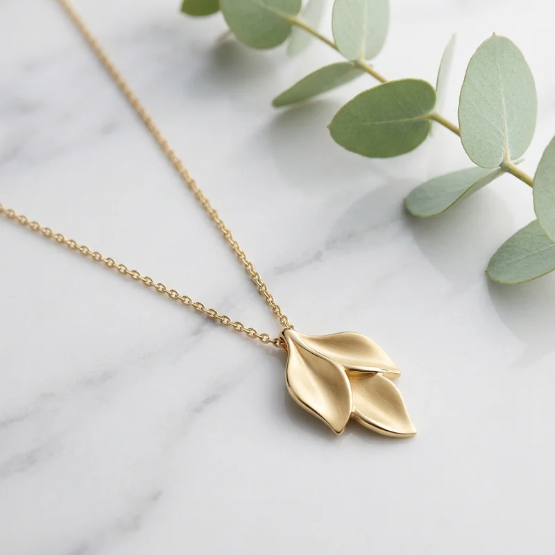 Elegant gold necklace on marble