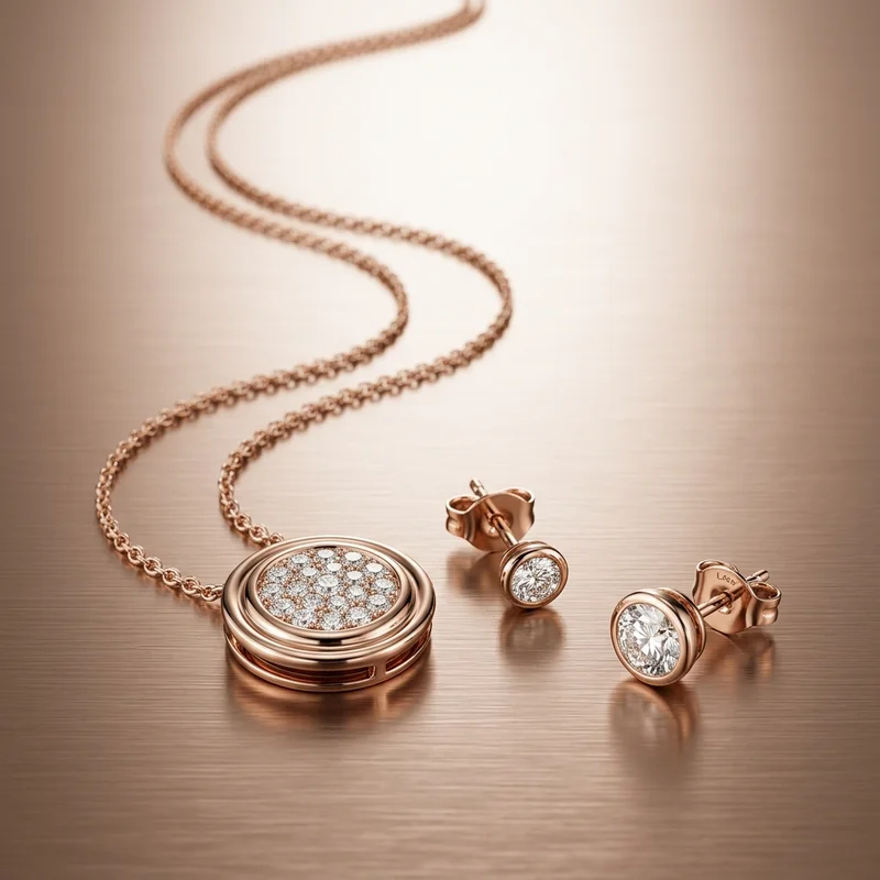Rose gold diamond jewelry set