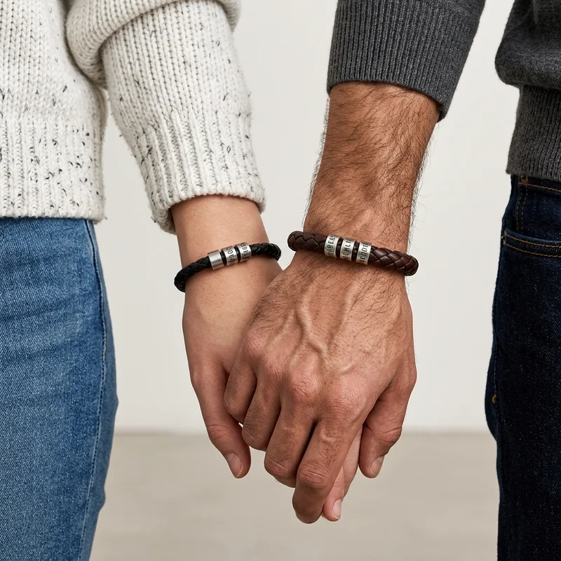 Personalized Couple's Leather Bracelets