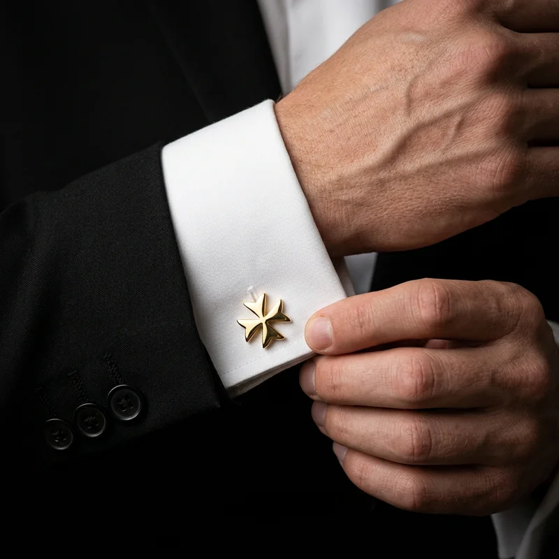 Elegant Gold Maltese Cross Cufflinks